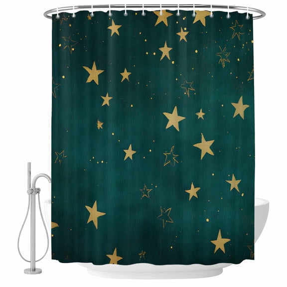 Shower Curtain Gold Star Waterproof Polyester Bathroom Curtain Dream Sky Decorative Bath Accessory for Shower, Tub, and Bathroom Decor 36 x 72 In
