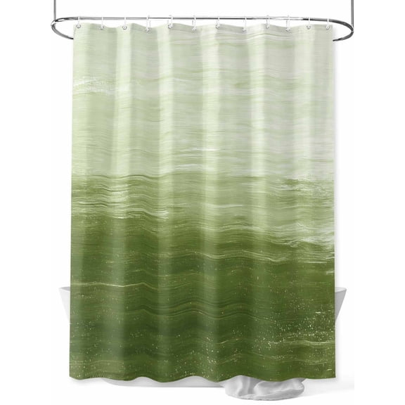 Shower Curtain Gradient Green Shower Curtains for Bathroom, Waterproof Polyester Shower Curtain Set with Hooks, Standard Size 72" x 72" Oil Painting Texture