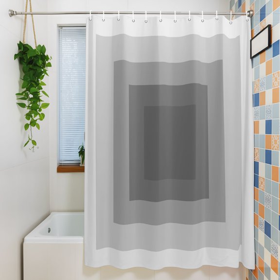 Shower Curtain, Gray Gradient Color Block Waterproof Polyester Fabric Bath Curtain with Hooks for Bathroom Bathtub Stalls, Square Minimalist Style 36x72IN