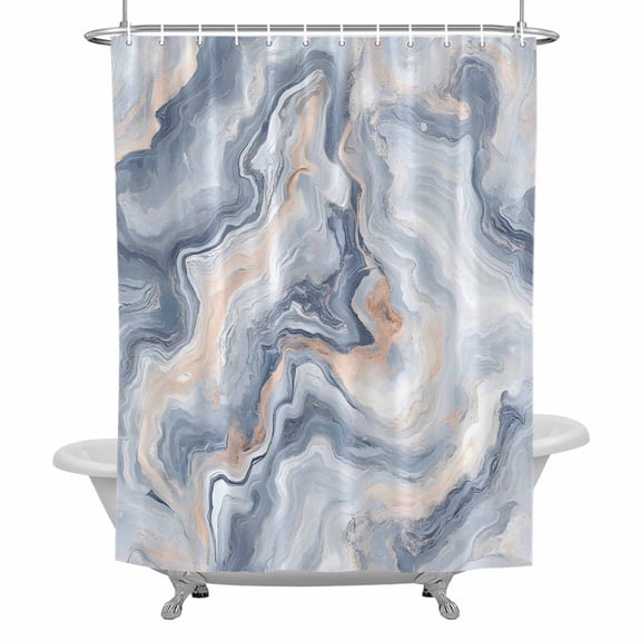 Shower Curtain, Gray Slate Blue Waterproof Fabric Bathroom Shower Curtains Set with Hooks,72 X 72 Inch Long, Abstract Marble Textured