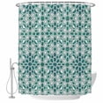 thumbnail image 1 of Shower Curtain Green Floral Stripes Bathroom Curtains with Hooks, Waterproof Fabric Geometric Morocco Art Bath Shower Curtains Set for Bathroom Bathtubs Decor 36x72 Inch, 1 of 9