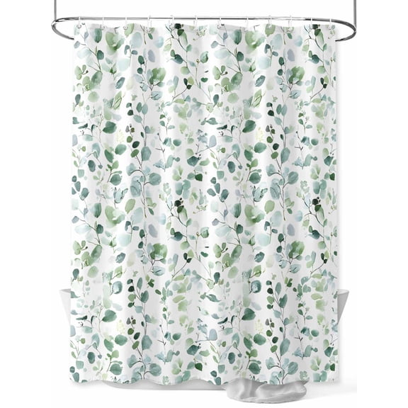 Shower Curtain Green Leaf Shower Curtains for Bathroom, Waterproof Polyester Shower Curtain Set with Hooks, Standard Size 66" x 72" Watercolor Leaf Sage Green