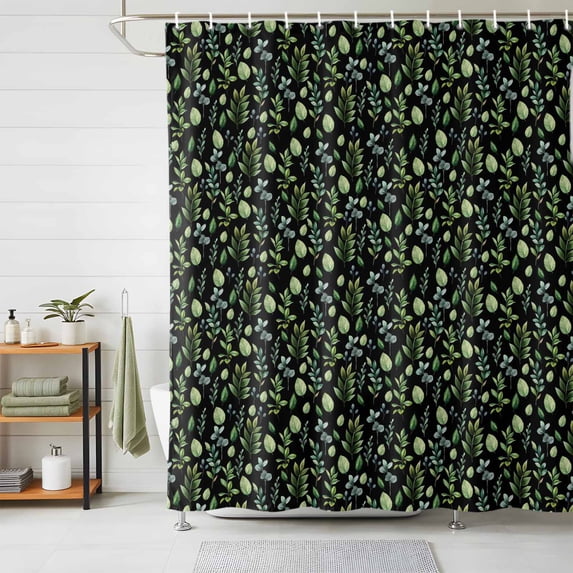 Shower Curtain Green Leaves Shower Curtains for Bathroom Decor, Waterproof Polyester Shower Curtain Set with Hooks, Extra Long 72" x 96" Pastoral Leaf