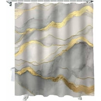 Shower Curtain Grey Gold Marble Texture Modern Art Bath Curtain Sets For Bathroom Washable, Polyester Fabric With Hooks 36"W x 72"L