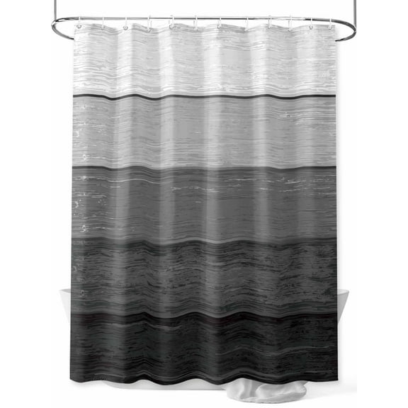 Shower Curtain Grey Wood Grain Shower Curtains for Bathroom, Waterproof Polyester Shower Curtain Set with Hooks, Small Stall Size 36" x 72" Rustic Ombre Wooden Stripes