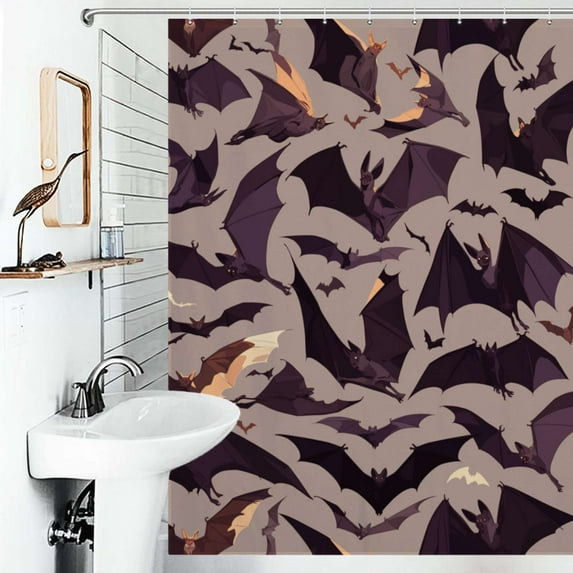 Shower Curtain Halloween Bat Bathroom Waterproof Polyester Home Ration Curtain With Hook