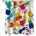 thumbnail image 1 of Shower Curtain Handprint Footprint Shower Curtains for Bathroom Decor Colorful Shower Curtain Sets with Hooks Waterproof Fabric Bath Curtain Standard 72" X 72", 1 of 6