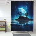 thumbnail image 1 of Shower Curtain, Hawaiian Beach Pirate Moon Waterproof Fabric Plastic Shower Curtain, Drying Fast Bathroom Curtain with 9 Buttonholes, Ruffle Shower Curtain 60x72in, 1 of 8