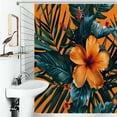 thumbnail image 1 of Shower Curtain Hawaiian Flower Tropical Flower Pattern Bathroom Waterproof Polyester Home Ration Curtain With Hook, 1 of 4