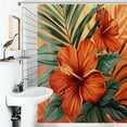 thumbnail image 1 of Shower Curtain Hawaiian Flower Tropical Flower Pattern Polyester Waterproof Home Ration Curtain With Hook, 1 of 4