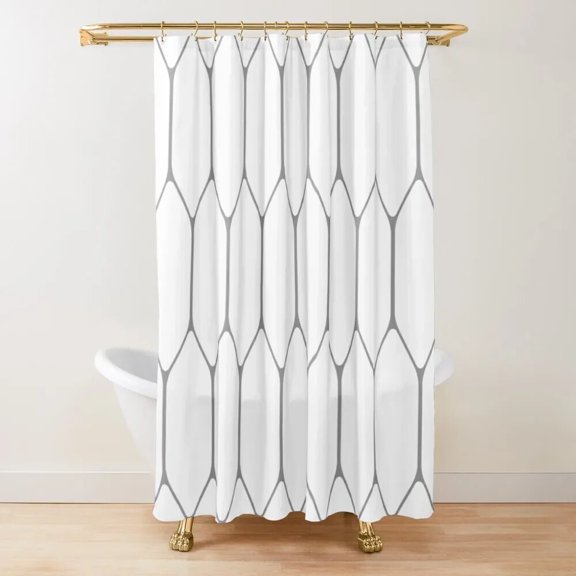 Shower Curtain Hexagonal Pattern Honeycomb Beehive Simplistic Geometrical Monochrome Cloth Fabric Bathroom Decor Set with