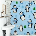 thumbnail image 1 of Shower Curtain Holiday Penguin Bath Curtain Polyester Fabric Bathroom Ration With Hooks, 1 of 4