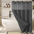 thumbnail image 1 of Shower Curtain No Hook Waterproof 230GSM Fabric with Wave Weave Design, Built-in Liner, Ringless Easy Installation, Hotel Quality, 71" W x 74" L, Dark Gray, 1 of 6