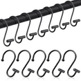 thumbnail image 1 of Shower Curtain Hooks 12 Pcs Decorative Shower Curtain Rings for Anti-Rust Metal Hooks for Kitchen Bedroom Wardrobe-Black, 1 of 7