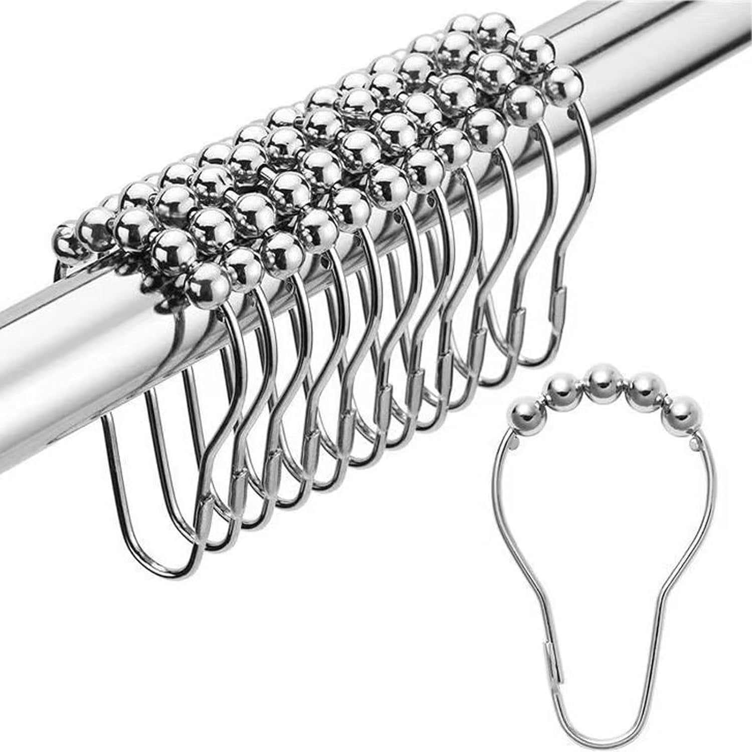 Shower Curtain Hooks, Decorative Rust Proof Stainless Steel Shower