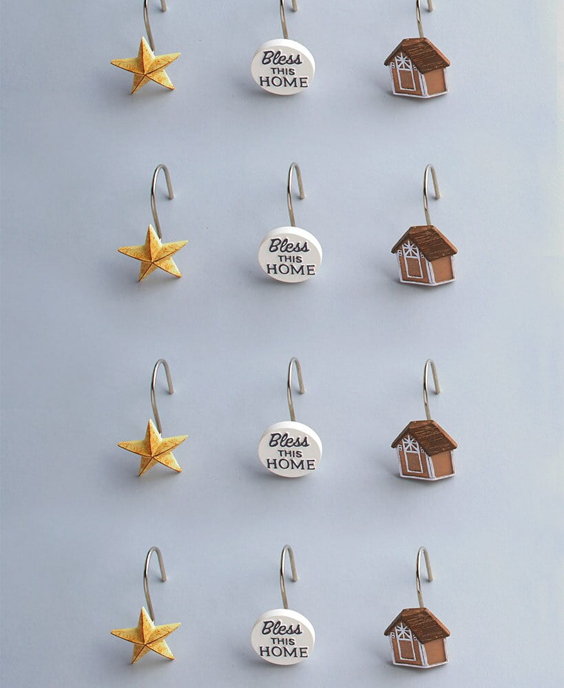 Shower Curtain Hooks - Farmhouse Bathroom Décor – Rustic Country Barn ...