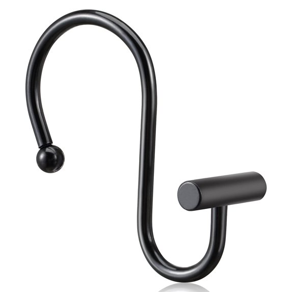 Shower Curtain Hooks, High Quality Metal Shower Curtain Rings, T-Bar Design for Easy Installation & Durability, Rust Proof Decorative Hooks for Bathroom, Kitchen Wardrobe (12PCS)
