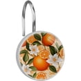 thumbnail image 1 of Shower Curtain Hooks Oranges Fruit Print Round Clear Crystal Glass Rust Proof Stainless Steel Hook Art Decorative 1 Pack, 1 of 4