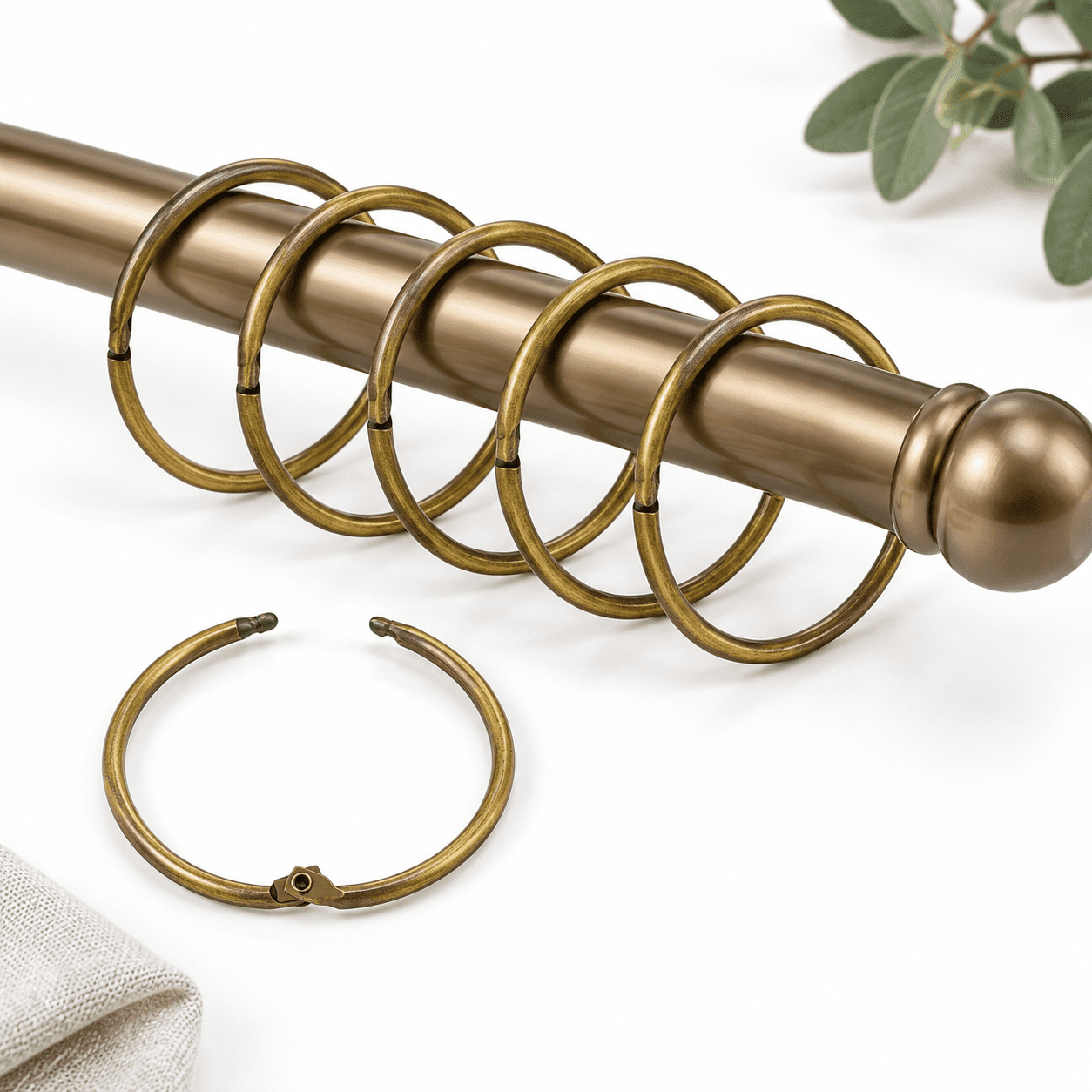 Shower Curtain Hooks Rings 12 Rustproof Metal For Glide Smoothly Round ...
