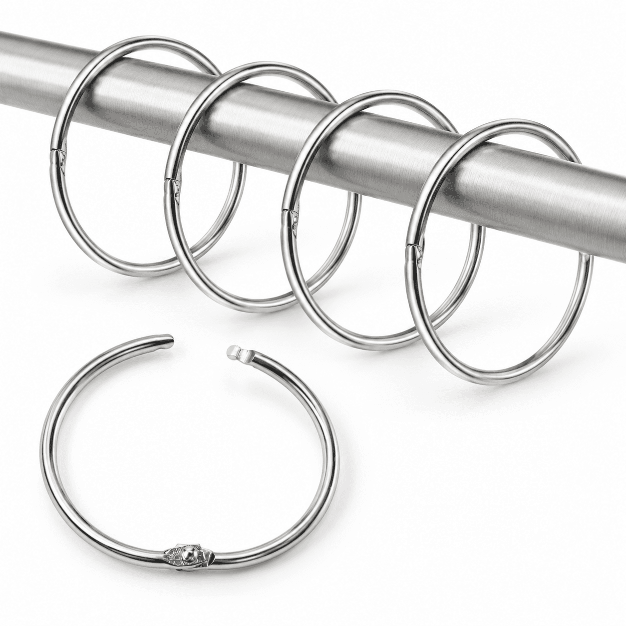 Shower Curtain Hooks Rings 12 Rustproof Metal For Glide Smoothly Round ...