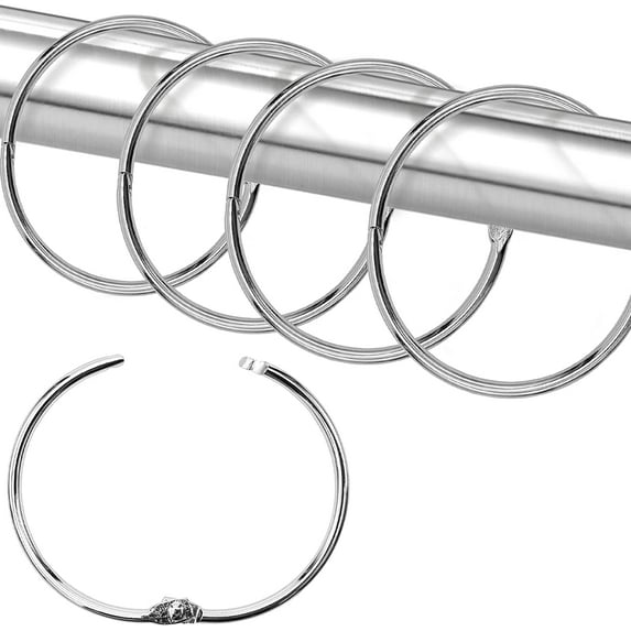 Shower Curtain Hooks Rings,24 Pcs Rustproof Metal Shower Hooks for Shower Curtain,Glide Smoothly Round Shower Rings for Curtain,Shower Curtain Rings for Bathroom Shower Rod,Snap Joint Design (Silver)