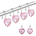 thumbnail image 1 of Shower Curtain Hooks Rings for Bathroom, 12PCS Heart Stainless Steel Rust Resistant Decorative Rhinestones Shower Curtain Rings Hangers for Shower Curtains, 1 of 6