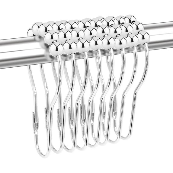 Shower Curtain Hooks Rings for Bathroom, 12PCS Matte Black Stainless Steel Rust Resistant Shower Curtain Rings for Shower Curtains, Kitchen Utensils, Bathroom Decorations, etc.