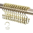 thumbnail image 1 of Shower Curtain Hooks Rings, Casewin Stainless Steel Rust Resistant Double Glide Rollers Extra Wide Shower Curtain Rods Hooks for Bathroom, Set of 12 Hooks - Gold, 1 of 6