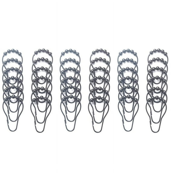 Shower Curtain Hooks Rings Metal Shower Curtain Hooks Rings for Bathroom Shower Rods Curtains Set of 36 Black