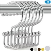 Shower Curtain Hooks Rings, Rust-Resistant Metal Glide Shower Hook, 12pk Double Hook for Bathroom Shower Rods Curtains, 