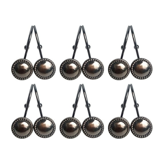 Shower Curtain Hooks Rings, Rustproof Metal Shower Curtain Rings For Bathroom Shower Rods Curtains, 12pcs Hangers,Hangers,Brown