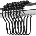 thumbnail image 1 of Shower Curtain Hooks Rings, Rustproof Metal Shower Curtain Rings for Bathroom Shower Rods Curtains - Set of 12, Matte Black, 1 of 4