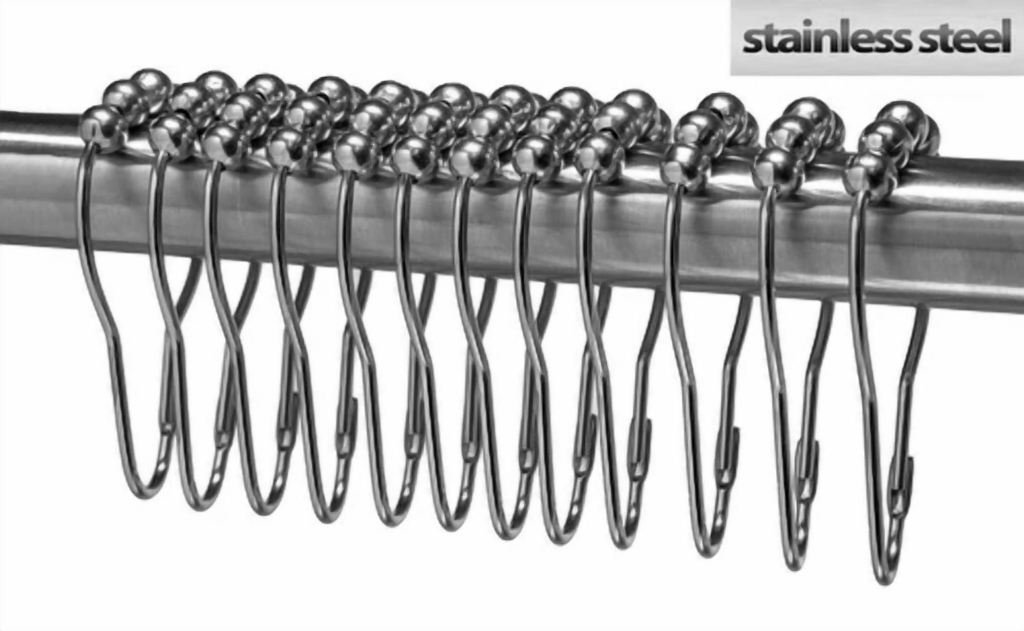 Shower Curtain Hooks Rings Stainless Steel Set Of 12 Polished