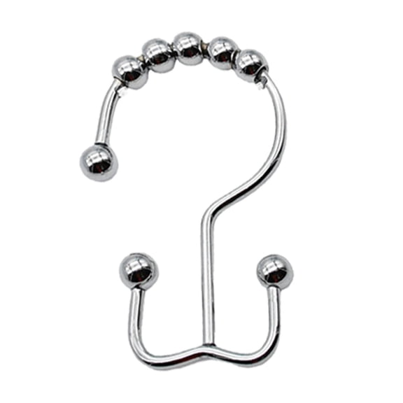 Shower Curtain Hooks Rings,ustProof Smooth Metal Double Shower Curtain Hook for Shower Curtain Liner Bathroom Shower Rod Hook Curtain Rod
