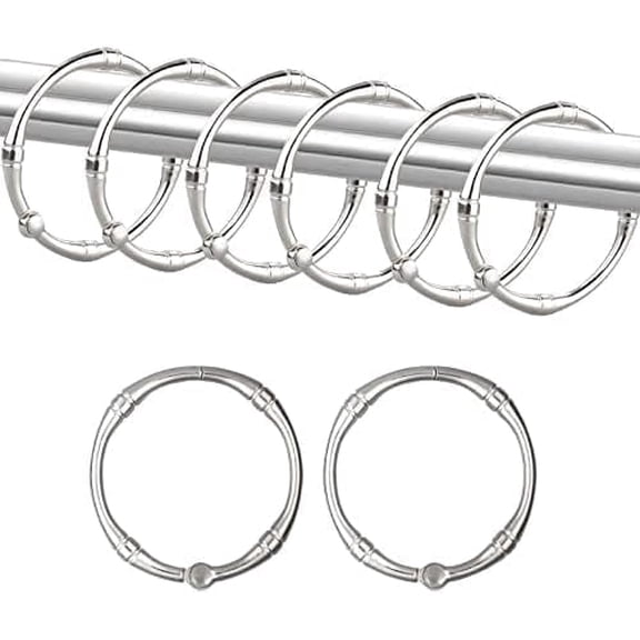 Rustproof Decorative Shower Curtain Rings Metal Round Shower for Bathroom Shower Rod, 12 Pack (Nickel)