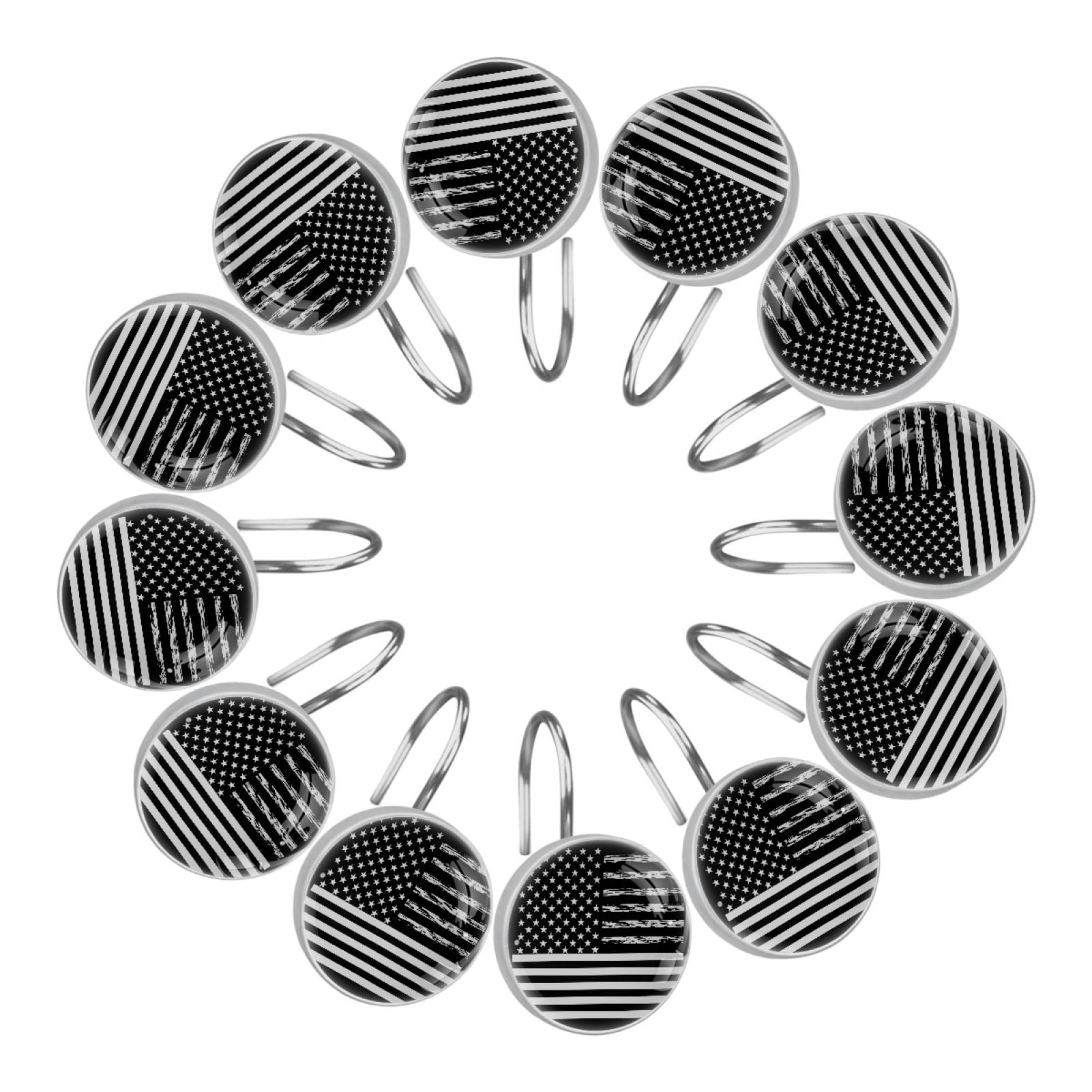 Shower Curtain Hooks Shower Curtain Hooks Rust Proof 12-Pc American ...