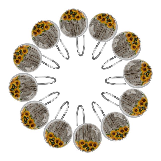 Shower Curtain Hooks Shower Curtain Hooks Rust Proof 12Pc Wooden