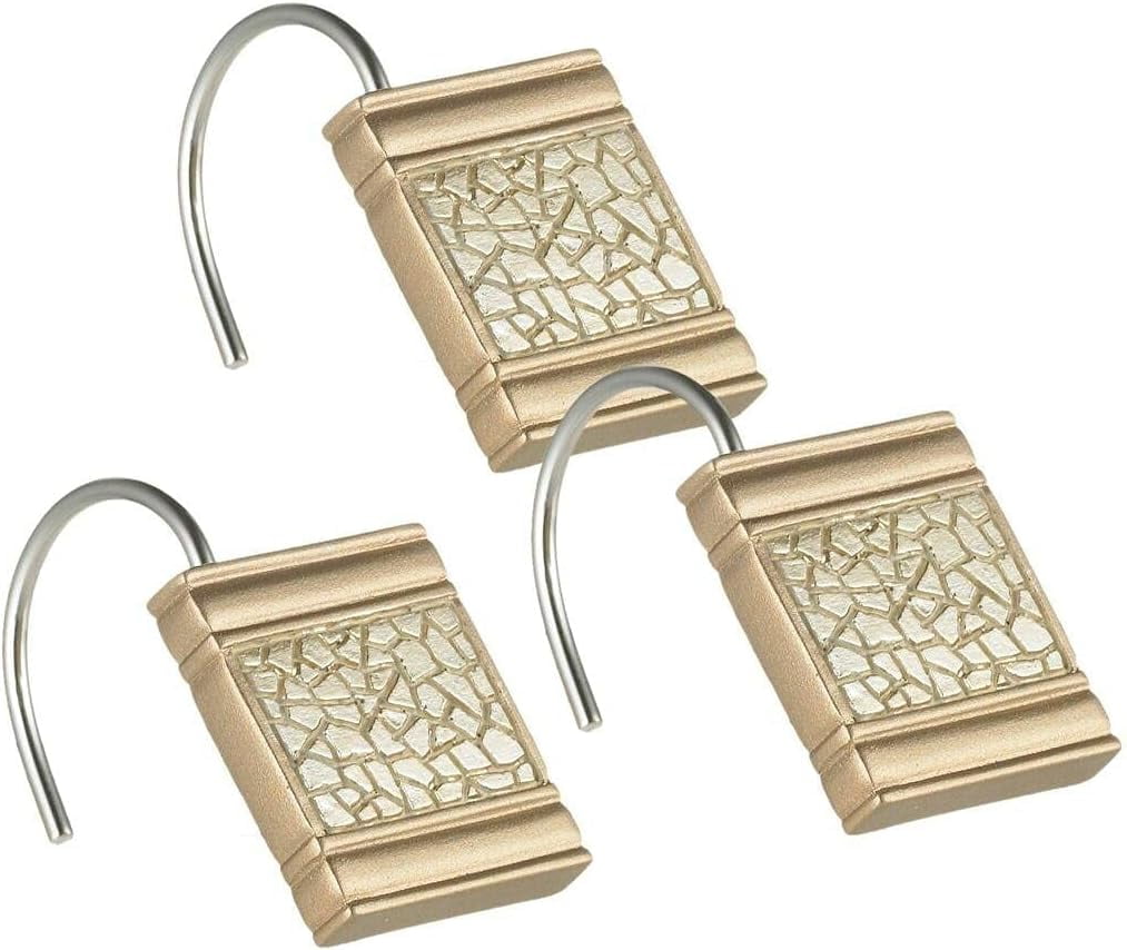 Champagne Gold Resin Shower Curtain Hooks Set of 12