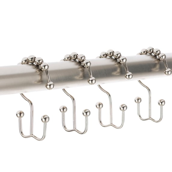 Shower Curtain Hooks, Stainless Steel, Set of 12, Nickel