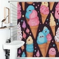 thumbnail image 1 of Shower Curtain Ice Cream Cone Bath Curtain Polyester Fabric Bathroom Ration With Hooks, 1 of 4