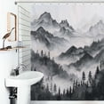 thumbnail image 1 of Shower Curtain Ink Mountains Bathroom Waterproof Polyester Home Ration Curtain With Hook, 1 of 4