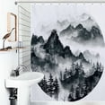 thumbnail image 1 of Shower Curtain Ink Mountains Polyester Waterproof Home Ration Curtain With Hook, 1 of 4