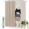 thumbnail image 1 of Shower Curtain, Japanese Cute Aquatian Dogs Waterproof Shower Curtain Set with Hooks for Bathroom Showers,Stalls and Bathtubs,36x72In Brown Striped, 1 of 9
