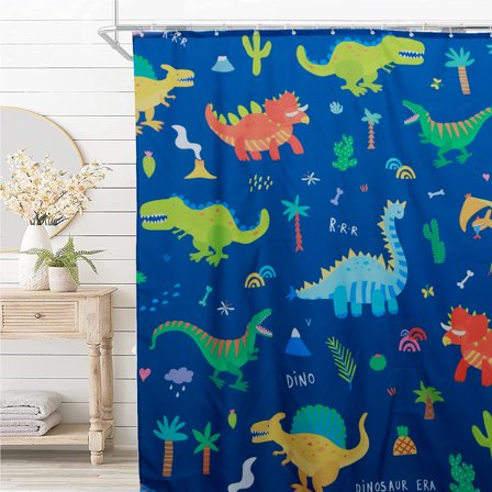 Shower Curtain for Kids Cute Dinosaur Bathroom Curtain Waterproof Fast Dry Cartoon Shower Curtain 71inch Machine Washable Shower Curtain with 12 Hanging Rings for Girls Boys Bathroom Decoration