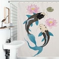 thumbnail image 1 of Shower Curtain Koi Fish Floral Art Bathroom Waterproof Polyester Home Ration Curtain With Hook, 1 of 4