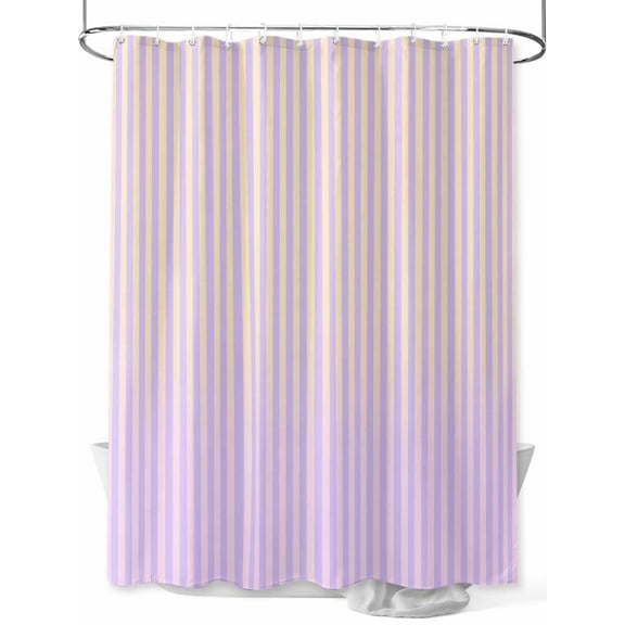 Shower Curtain Lavender Purple Stripes Bathroom Curtains with Hooks, Waterproof Fabric Ombre Vertical Striped Bath Shower Curtains Set for Bathroom Bathtubs Decor 36x72 Inch