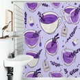 thumbnail image 1 of Shower Curtain Lavender Tea Pattern Bathroom Waterproof Polyester Home Ration Curtain With Hook, 1 of 4