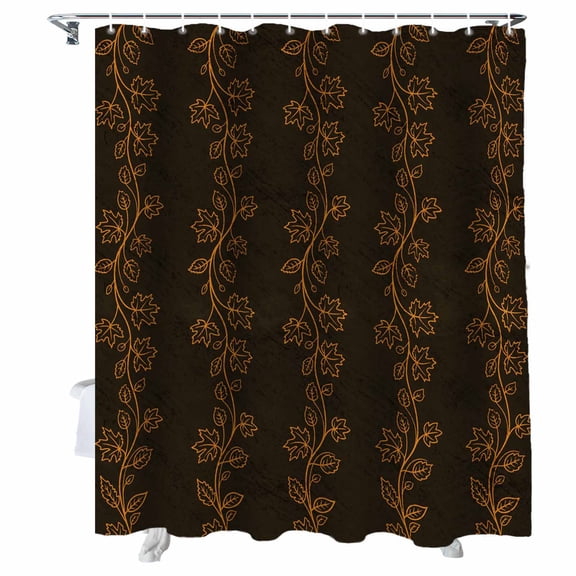 Shower Curtain Leafy Vines Bathroom Curtains with Hooks, Waterproof Fabric Brown Floral Sprays Branches Bath Shower Curtains Set for Bathroom Bathtubs Decor 72x72 Inch