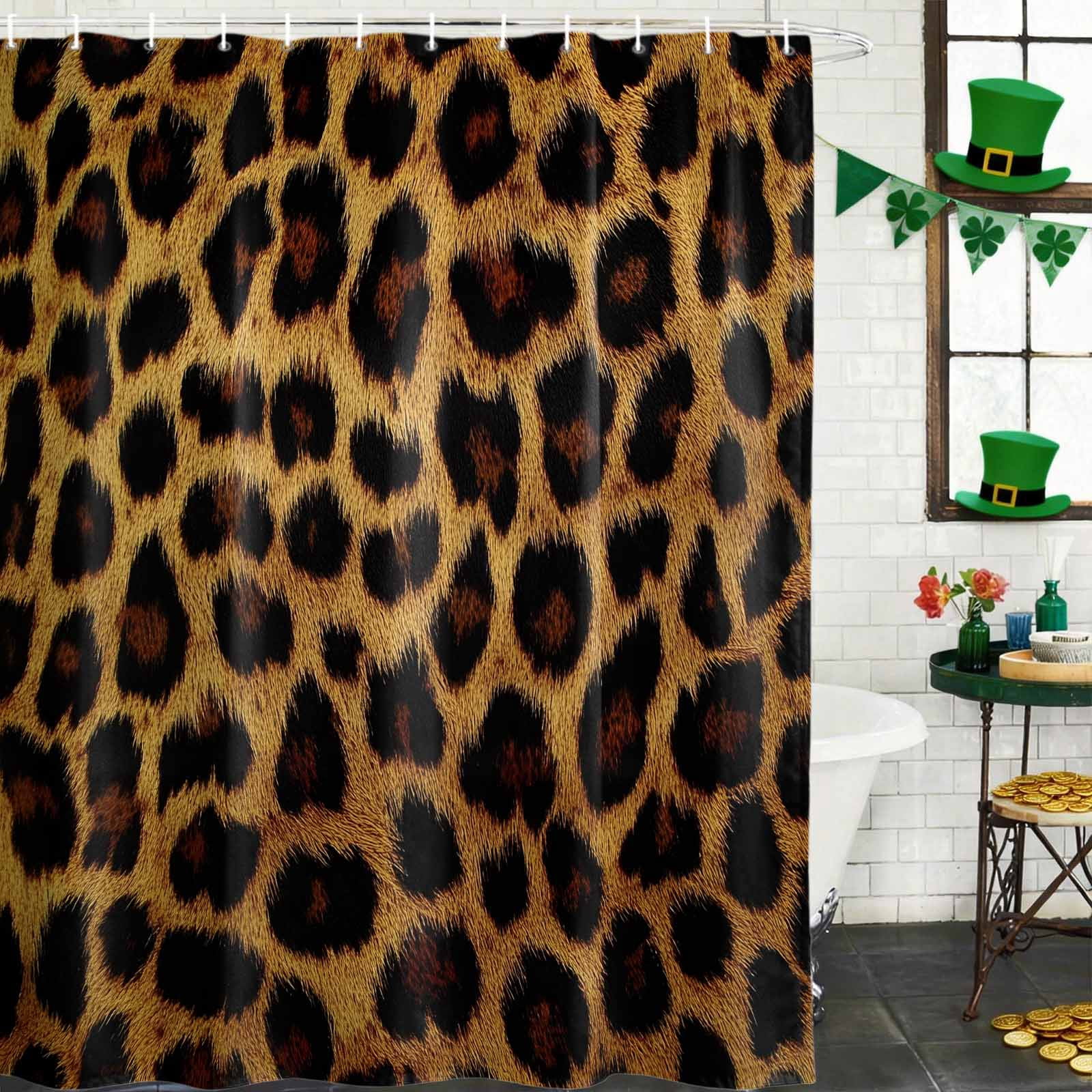 Shower Curtain, Leopard Print Sexy Wild Waterproof Shower Curtain Set ...
