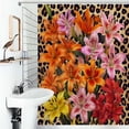 thumbnail image 1 of Shower Curtain Leopard Print Vibrant Lilies Bouquet Bath Curtain Polyester Fabric Bathroom Ration With Hooks, 1 of 4